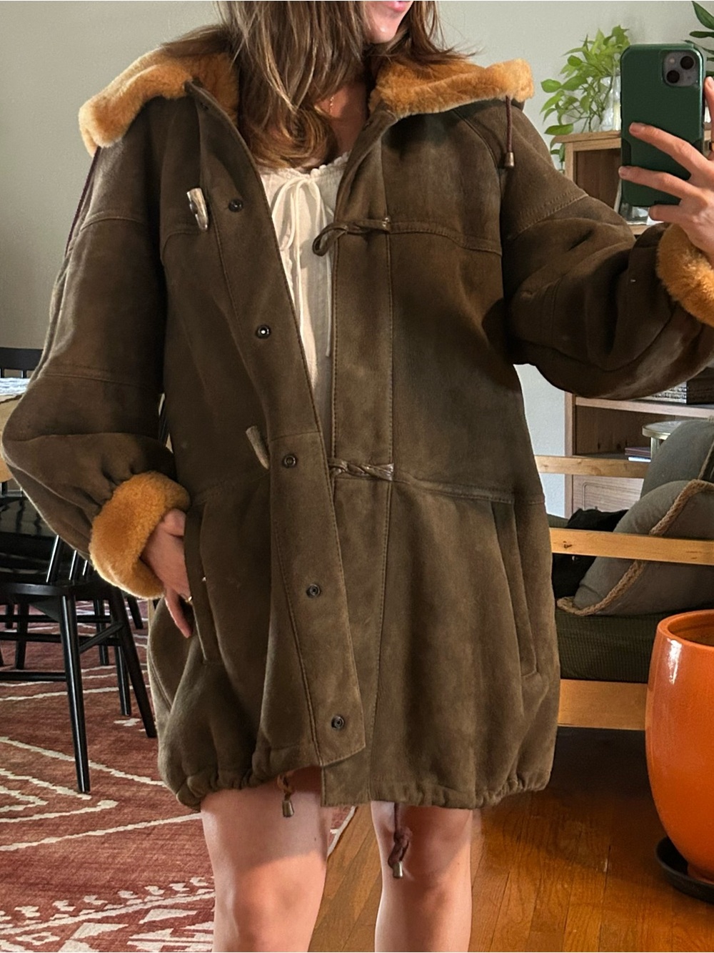 Vintage SCF Furs Sun Valley genuine shearling/sheepskin & 100% wool hooded coat